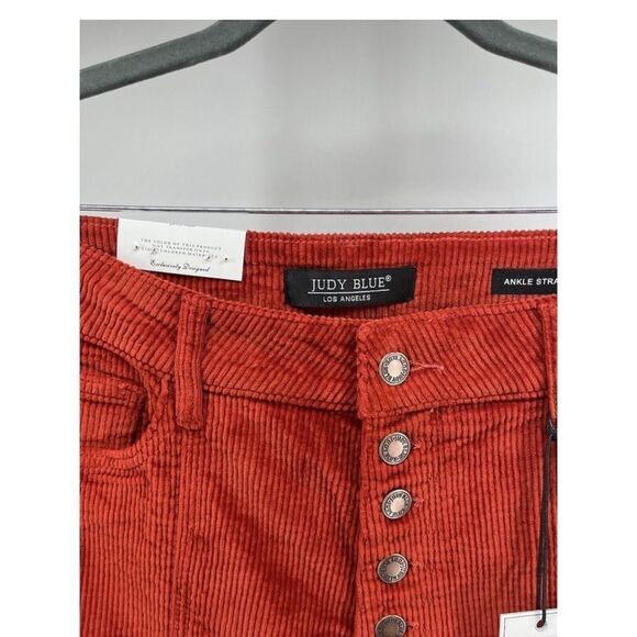 NWT Judy Blue Womens High Waist Ankle Straight Corduroy Jeans Rust Size 16W - Picture 10 of 15